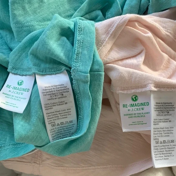 Crew Girlfriend Tee Set of 2 Medium 100% Cotton Pink Blue Basic T-Shirts - Picture 11 of 11